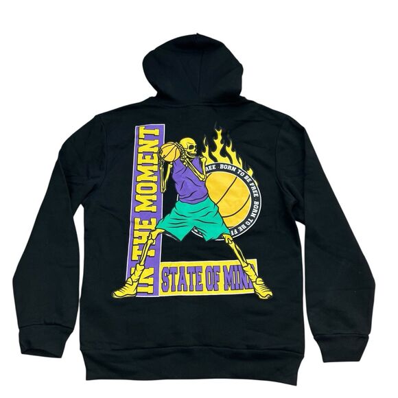 Chemistry Other - Basketball Graphic Hoodie Mens S Black Flame Ball Streetwear Skater Pullover NEW